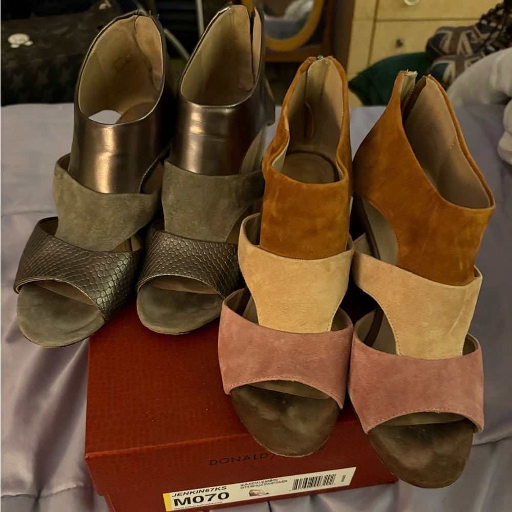 Donald J. Pliner Multi-Color Suede and Leather Heels